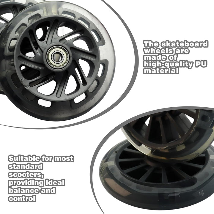 Scooter Rollen,2 Stück Scooter Ersatzräder 120mm Mit Reflektierendes Band,Scooter Inliner Räder Mit