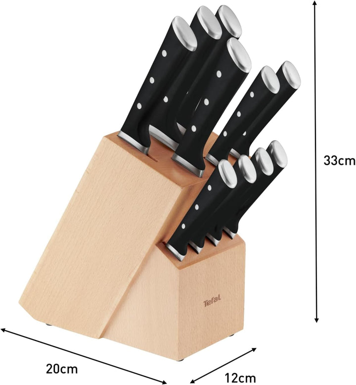 Tefal K232SA Ice Force 11-tlg. Messerblock-Set | 6 Messer, 4 Steak Messer, 1 Holz-Messerblock | hoch