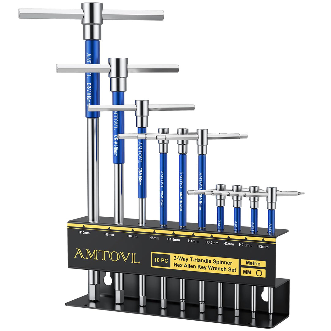 AMTOVL T-Griff Innensechskantschlüssel Satz mit Griff 10 tlg Schraubendreher Set 2mm-10mm aus Cr-V m