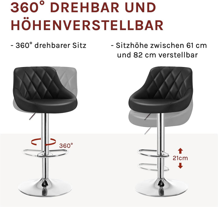 WOLTU 4er Set Barhocker Bistrohocker Tresenhocker Barstuhl Höhenverstellbar, Drehbar, Sitzfläche aus