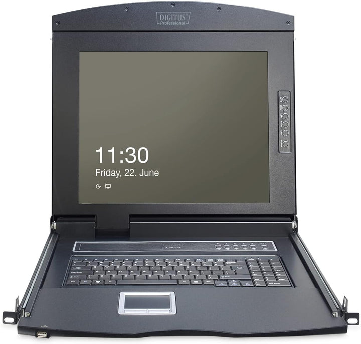 DIGITUS 19" KVM Konsole mit 17" TFT Display (4:3), DE-Tastatur-Layout, KVM Switch mit 8 VGA Ports, S