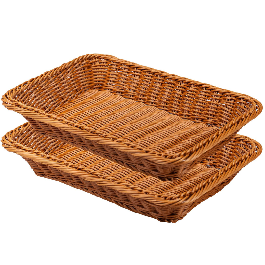 2er Set Brotkörbchen Brotkorb Geflochten 35 x 25 x 7 cm Körbchen aus Polypropylen,Geschenkkorb,Flech