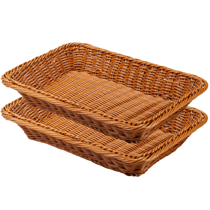 2er Set Brotkörbchen Brotkorb Geflochten 35 x 25 x 7 cm Körbchen aus Polypropylen,Geschenkkorb,Flech