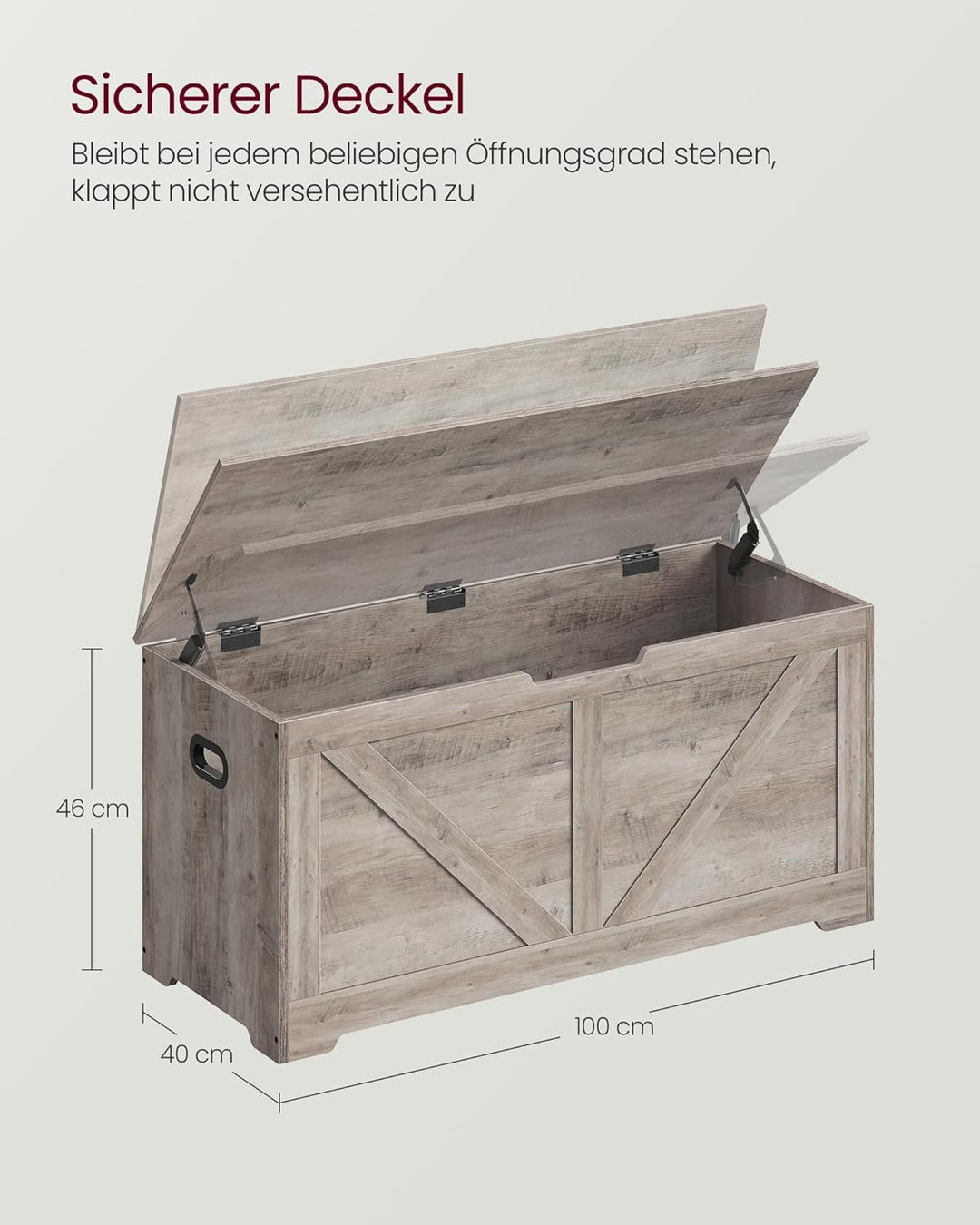 VASAGLE Schuhbank, Sitzbank mit Stauraum, Sitztruhe, 2 Sicherheitsscharniere, Aufbewahrungsschrank,