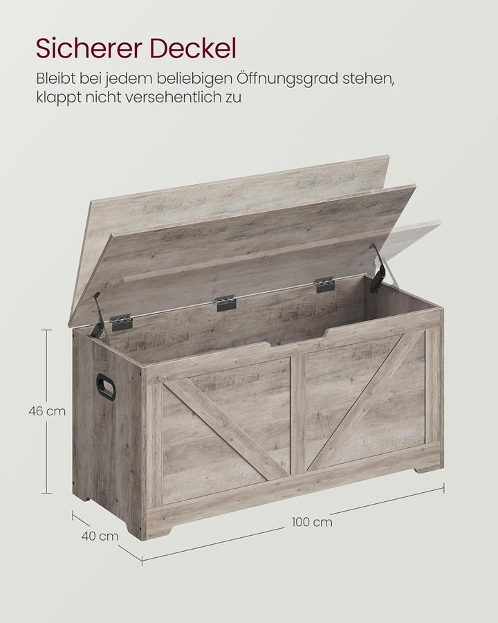 VASAGLE Schuhbank, Sitzbank mit Stauraum, Sitztruhe, 2 Sicherheitsscharniere, Aufbewahrungsschrank,