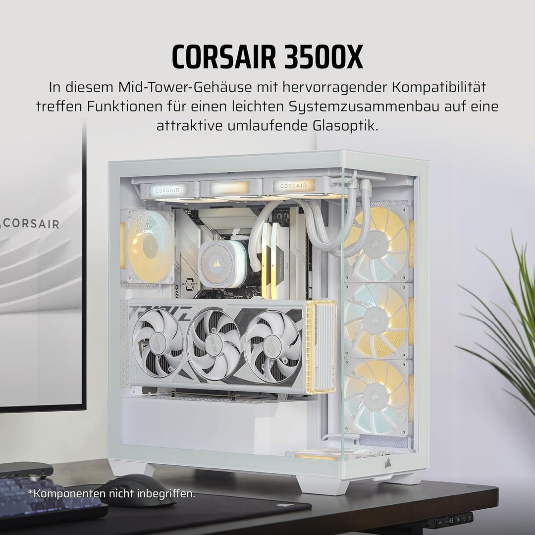 CORSAIR 3500X Mid-Tower ATX PC-Gehäuse - Gehärtetes Panorama-Glas - Umgekehrte Verbindung Motherboar