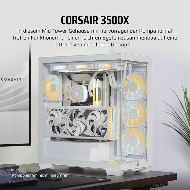 CORSAIR 3500X Mid-Tower ATX PC-Gehäuse - Gehärtetes Panorama-Glas - Umgekehrte Verbindung Motherboar