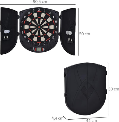 HOMCOM Elektronische Dartscheibe mit Tür Soundeffekte Dartboard Dart-Set mit automatische Wertung 6