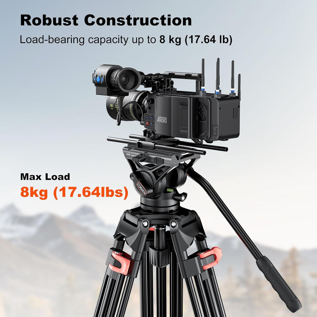 COMAN 188cm Kamera Stativ Robustes Professionelles Fotokamera Videostativ 360° Kugelkopf und 1/4'' G