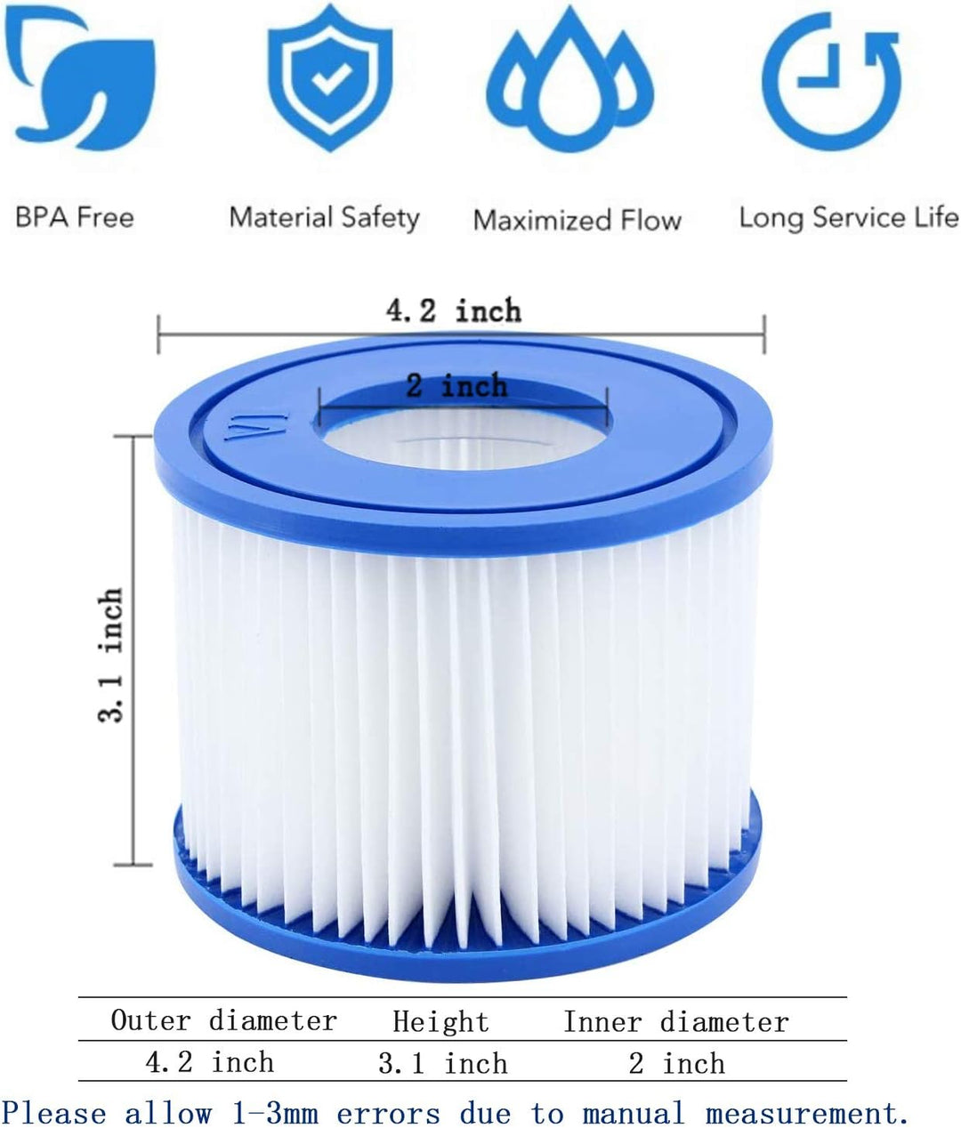 Filterkartusche VI Pool Filter für 58323 - Grösse 6 Pool Filter Typ VI (12 Stück), 12 Stück