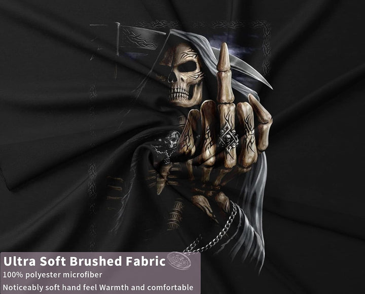 MIQEBX Totenkopf Bettwäsche 135x200cm Halloween Gotisch-Bettbezug Für Teenager,3D Schädel und Rosen