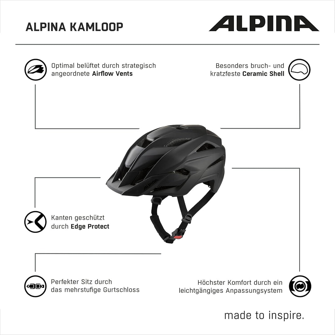 Alpina Kamloop - Stossabsorbierender, Sicherer und individuell anpassbarer Urbaner Fahrradhelm, für