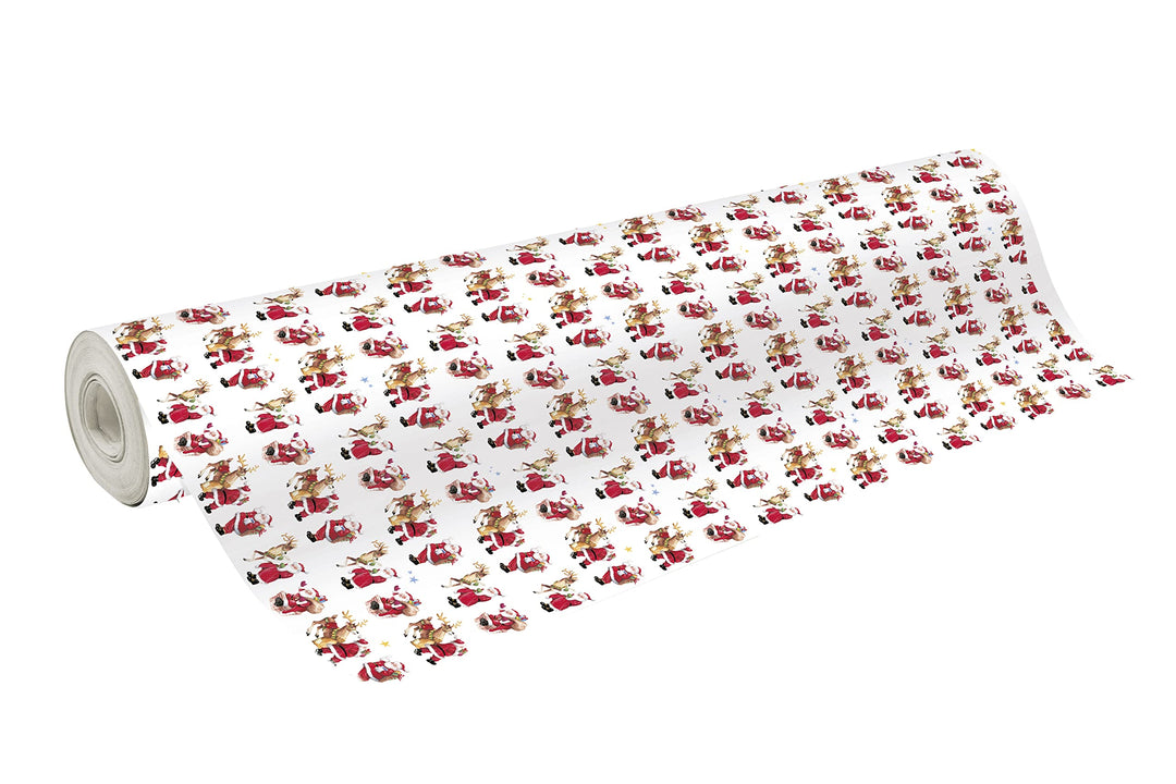 Clairefontaine 211924C - Rolle Geschenkpapier Alliance, 50m x 70cm, 60g, 1 Rolle, Santa Renntier, Re