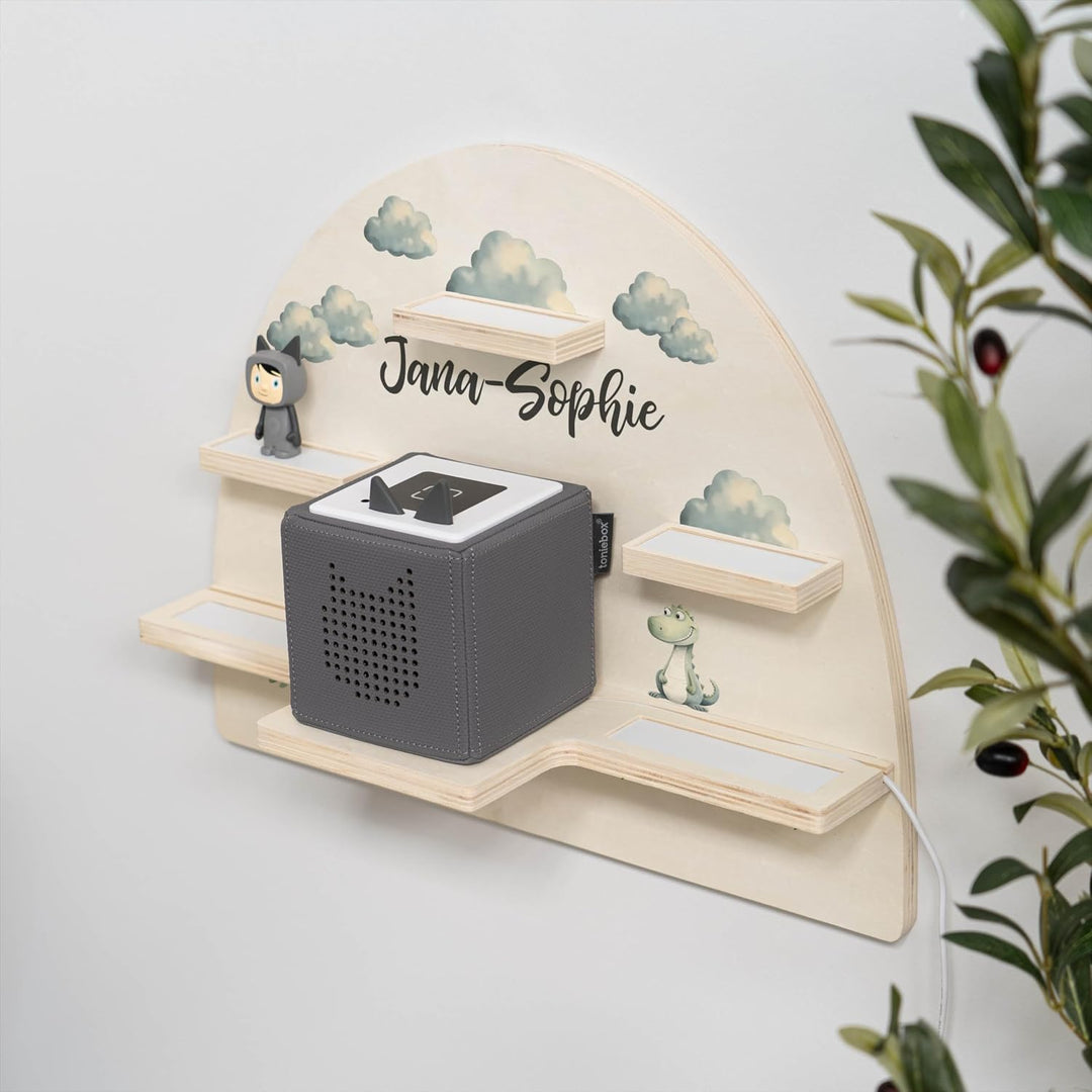 Geschenkfreude Personalisiertes Toniebox Regal für Kinderzimmer - Kinder Wandregal für Tonie Hörfigu