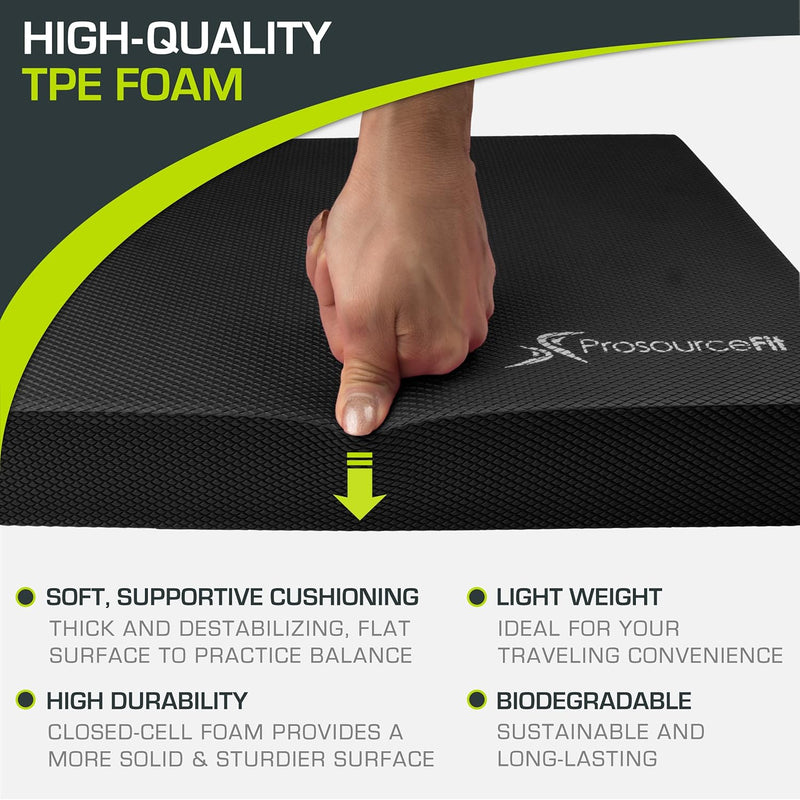 ProsourceFit Exercise Balance Pad, Non-Slip Cushioned Foam Mat & Knee Pad for Fitness and Stability