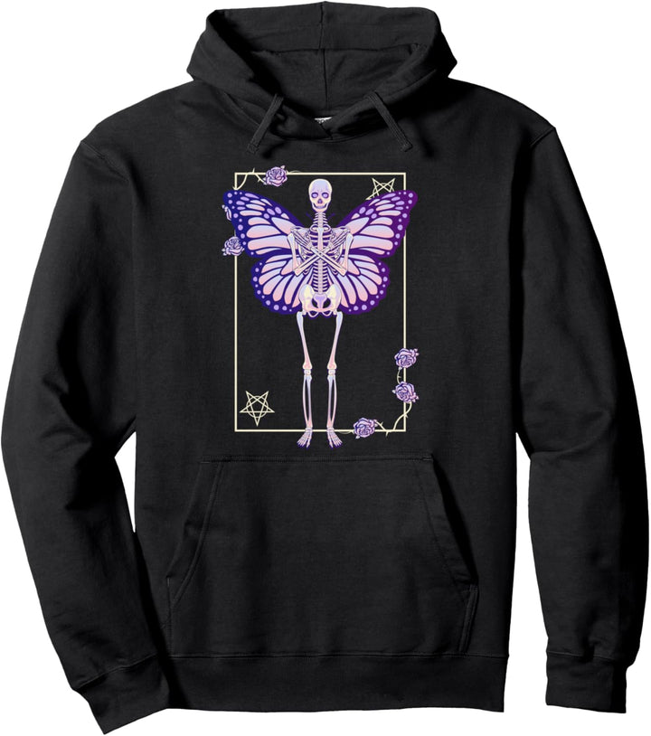 Fairycore Pastel Goth Satanic Tarot Skelett Pullover Hoodie