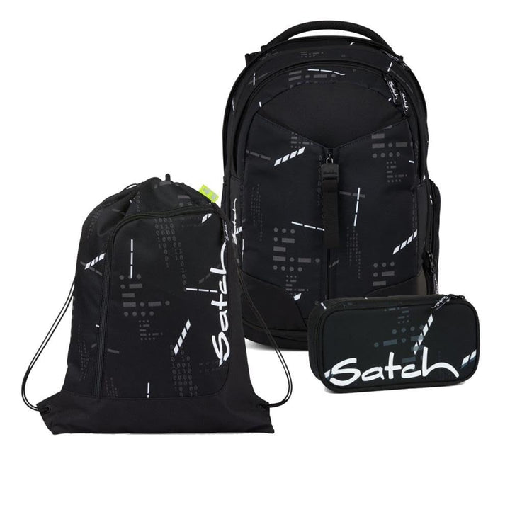 Satch Match Schulrucksack Set 3tlg. inkl. Schlamperbox und Sportbeutel Ninja Matrix, Ninja Matrix