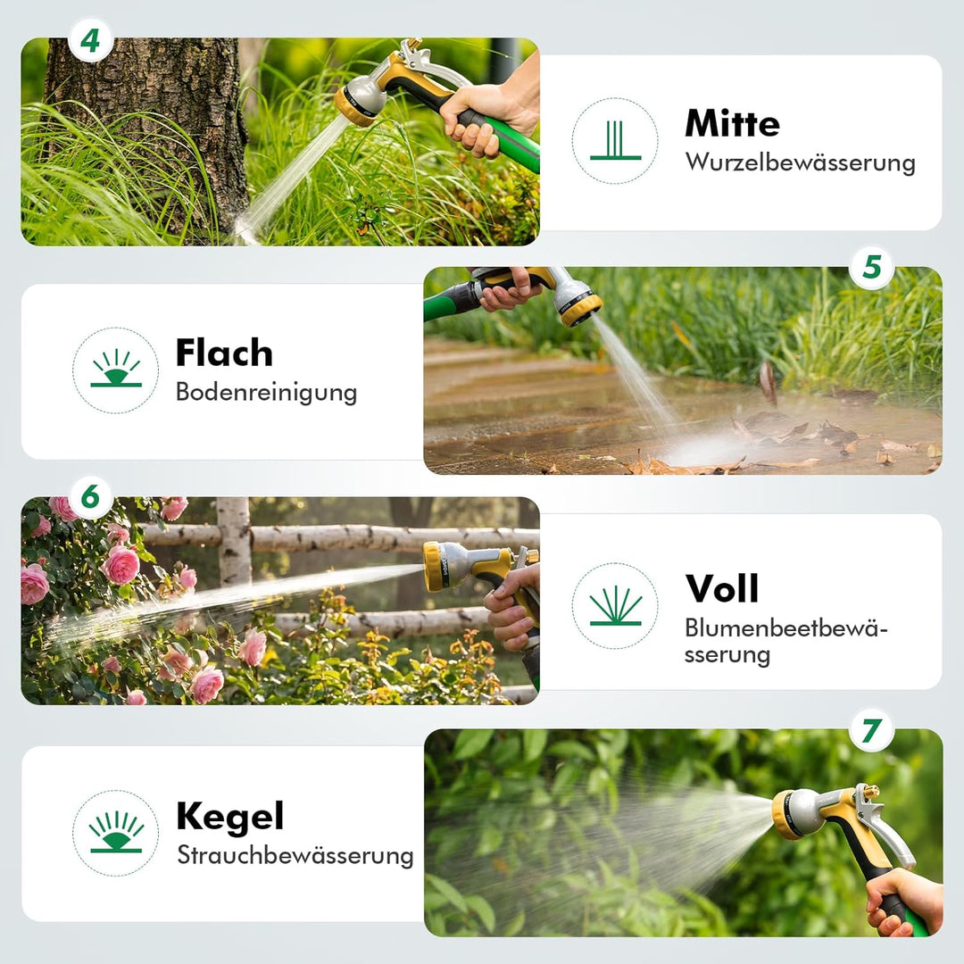 RESTMO Vollmetall Gartenbrause & Gartenspritze, Robust Handbrause Garten für ganzjährigen Outdoor-Ge