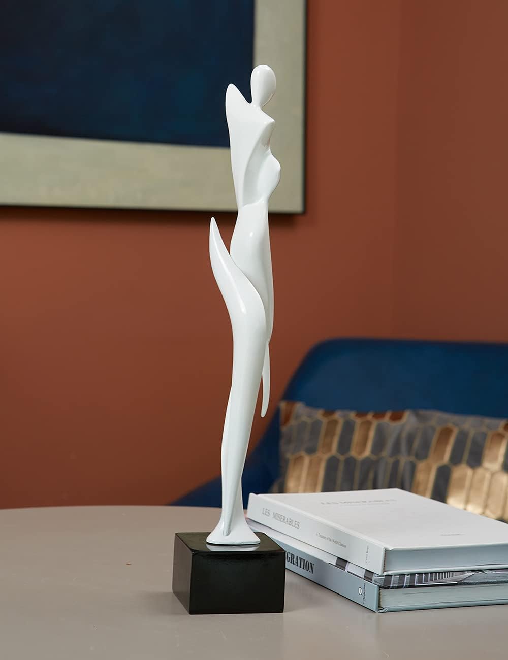 NENBOLEC Modern Skulptur Dekor Frau Statue Figuren Wohnzimmer Kunst Arts Polyresin Weiss Geschenk 42