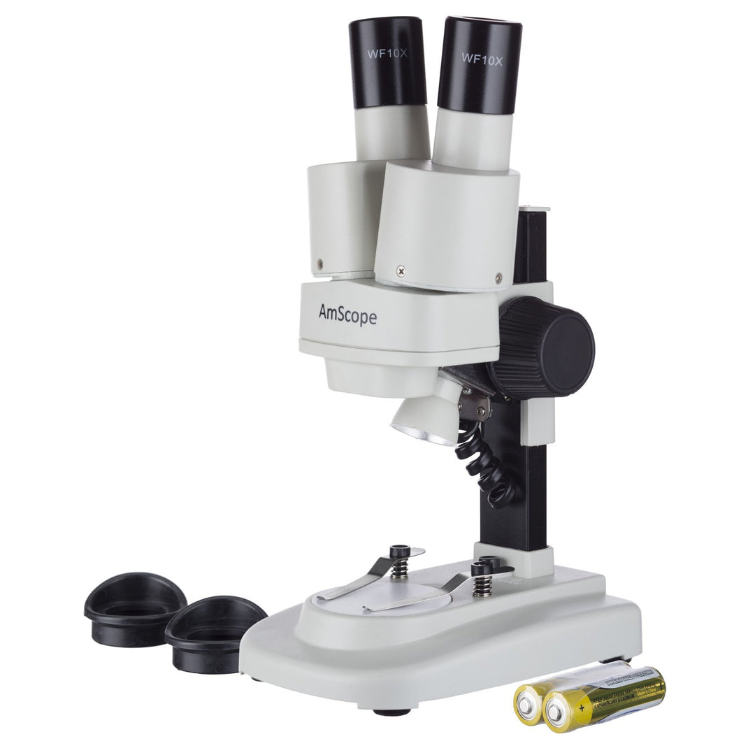 AmScope SE100 Kids Tragbares Binokulares Stereomikroskop, Okulare WF10x, 20-fache Vergrösserung, Wol