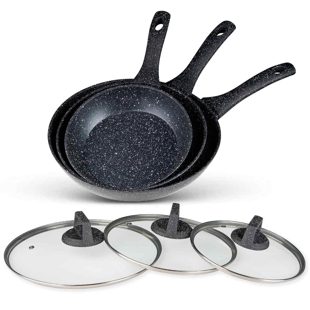 BEM 3‑tlg Pfannenset 20/24/28 cm Induktion geeignet – beschichtete Brat- und Universalpfannen mit Gl