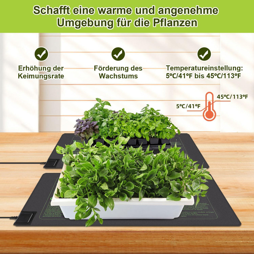 Heizmatte Pflanzen mit Thermostat, 55W Heizkissen, IP67 Wasserdicht, Wärmematte mit Timing-Funktion,