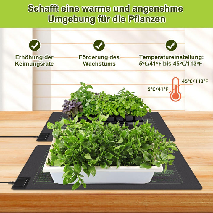 Heizmatte Pflanzen mit Thermostat, 55W Heizkissen, IP67 Wasserdicht, Wärmematte mit Timing-Funktion,
