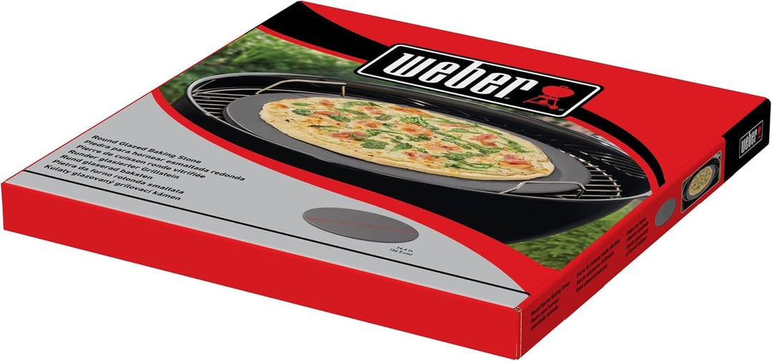 Weber glasierter Pizzastein, rund, 36 cm 18412 Schwarz & 6481 Deluxe Gem sekorb 19x24 cm, Grillkorb,