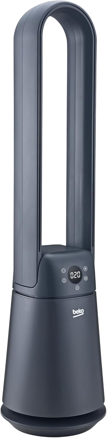Beko EBA5000B Ventilator ohne Flügel, 37 W, 20 Geschwindigkeiten, LED-Display, Timer 8 h, Fernbedien