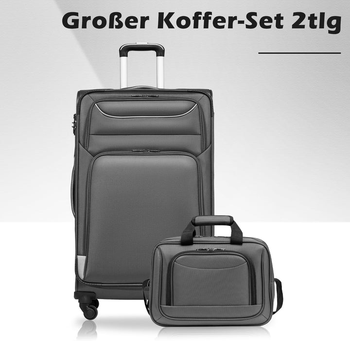 COOLIFE Koffer Trolley Koffer Reisekoffer von 4 Rollen Stoffkoffer Handgepäck TSA-Schloss Der Koffer