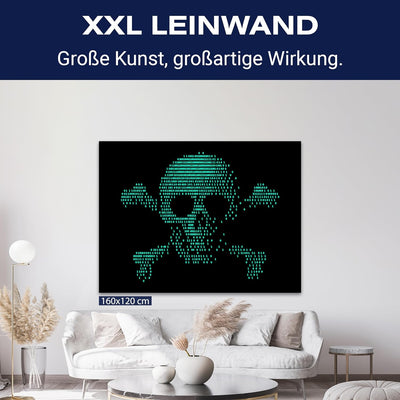 wandmotiv24 Leinwand-Bilder Totenköpfe, Grösse 80x60cm, Querformat, Totenkopf Digital, Pirat, Knoche