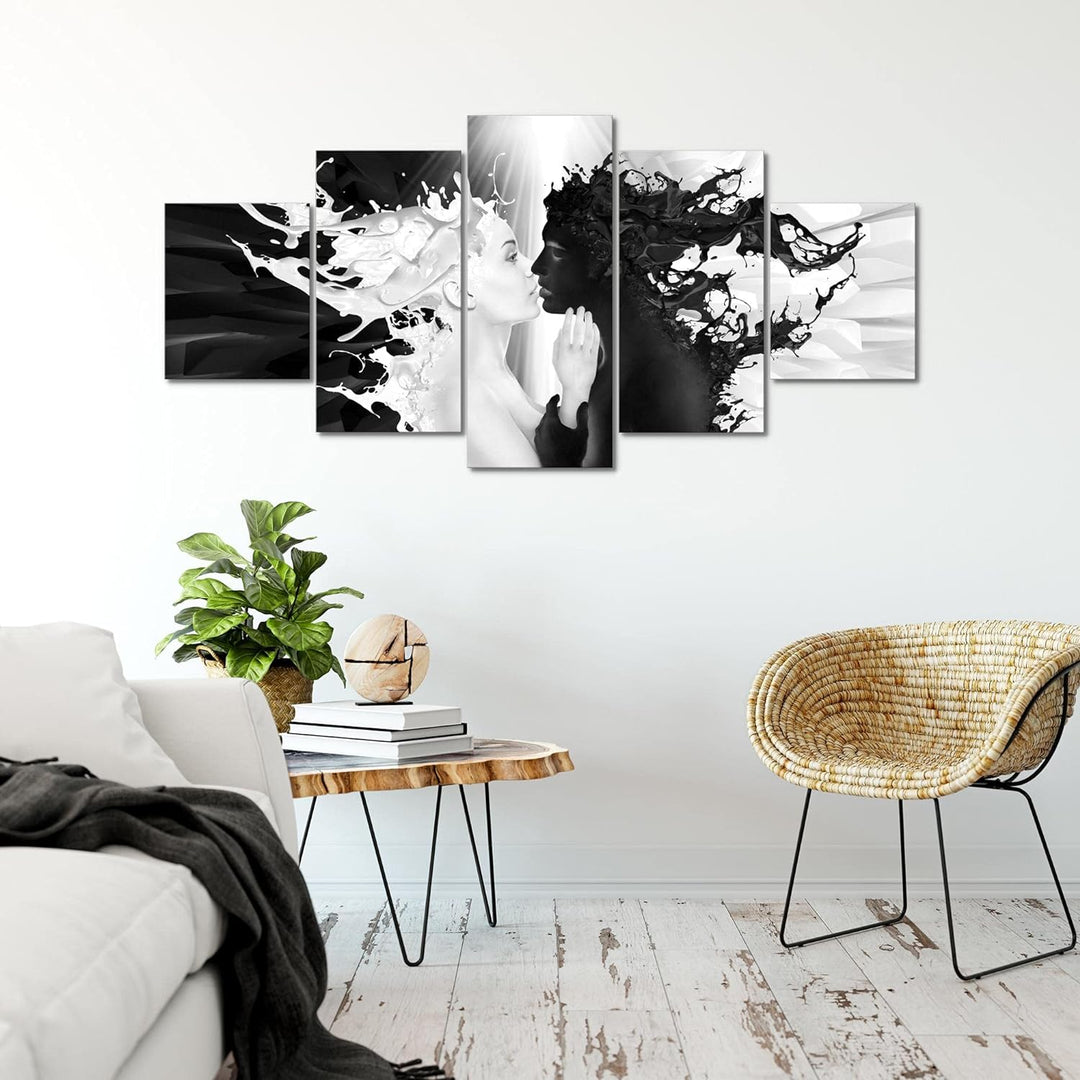Runa Art - Bilder Milk und Coffee 200 x 100 cm 5 Teilig XXL Wanddekoration Design Schwarz Weiss 0050