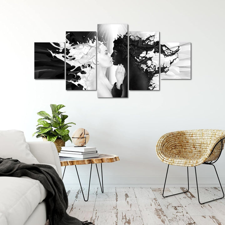 Runa Art - Bilder Milk und Coffee 200 x 100 cm 5 Teilig XXL Wanddekoration Design Schwarz Weiss 0050