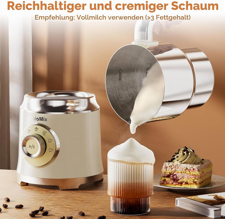 Biolomix Milchaufschäumer 7 in 1 Elektrischer Milchaufschäumer 600 W leistungsstarker Motor, 800 ml