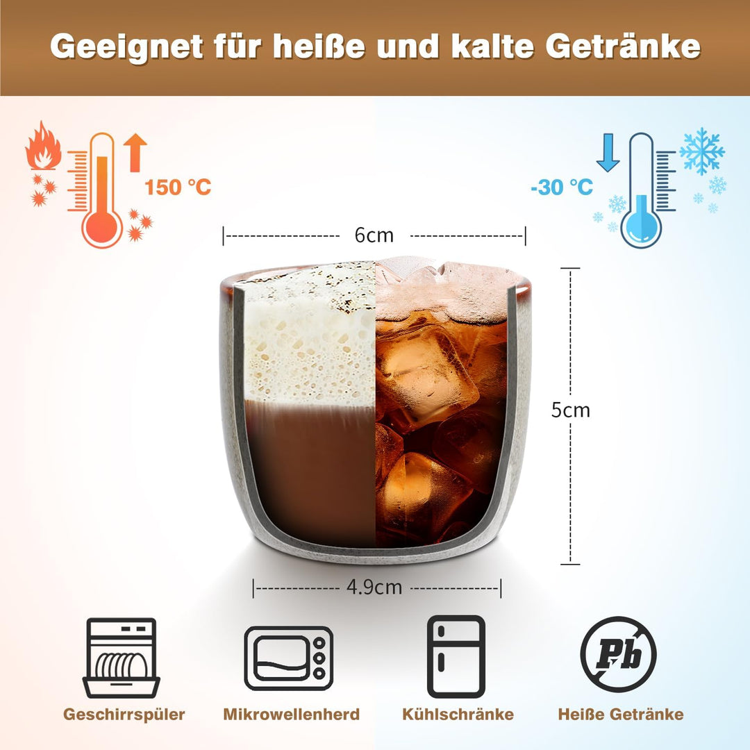 NOVAJOY | Espressotassen Set | 4-teilig | 50 ml | Hochwertige Mini-Espressotasse aus Steingut | Ohne