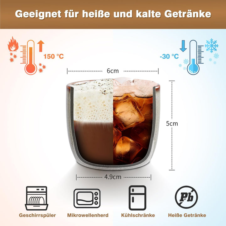 NOVAJOY | Espressotassen Set | 4-teilig | 50 ml | Hochwertige Mini-Espressotasse aus Steingut | Ohne