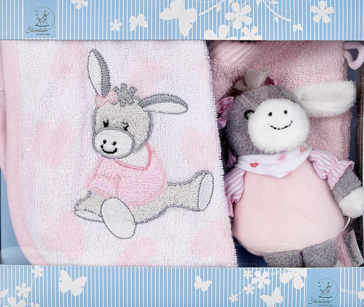 Sterntaler 9701838 Geschenk-Set Emmi Girl, Lätzchen, Spieluhr und Waschhandschuh, Alter: ab 0 Monate