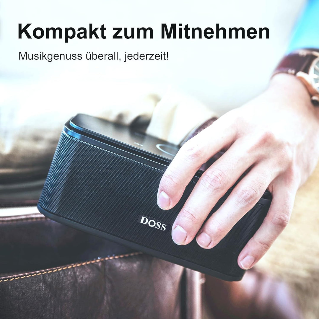 Bluetooth Lautsprecher, DOSS SoundBox Musikbox Bluetooth Box mit Dualen Bass-Treibern, 20h Akku,Touc