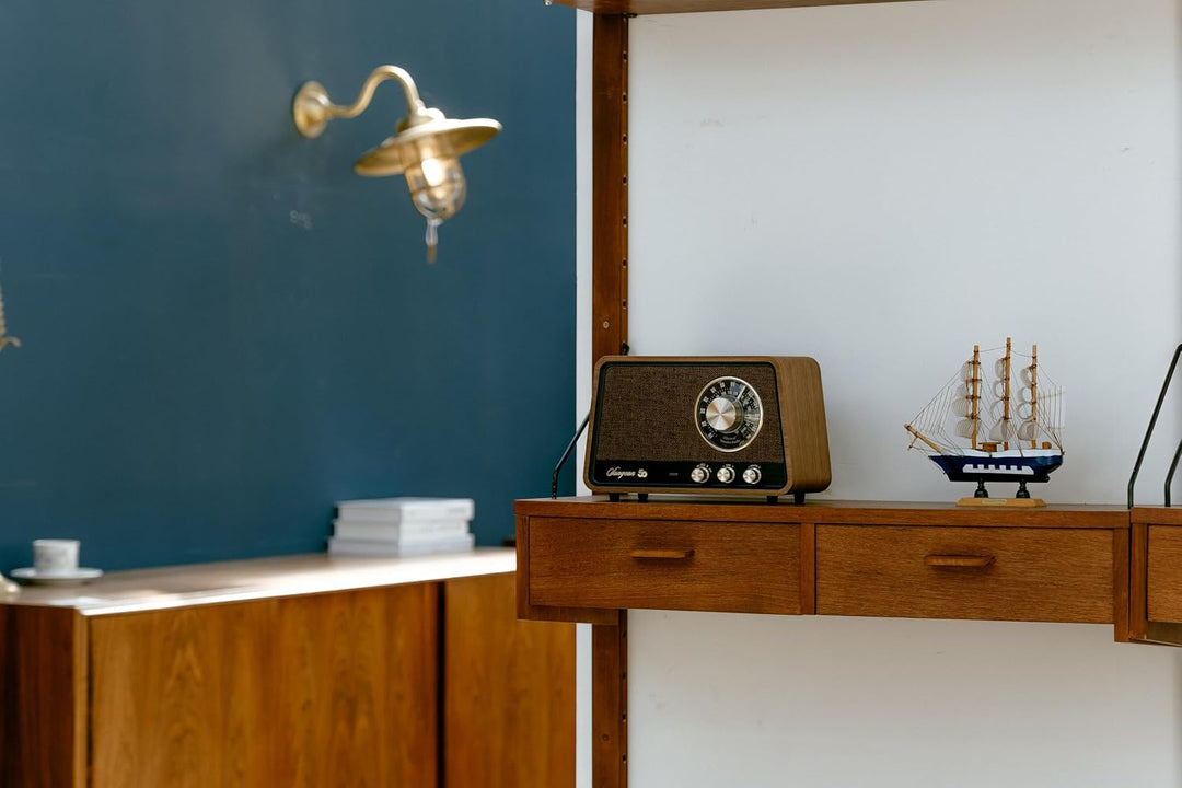 Sangean WR-101 Nussbaum. AM/FM com Bluetooth-Radio aus Holz, mit Einer sanften und präzisen Stimmung
