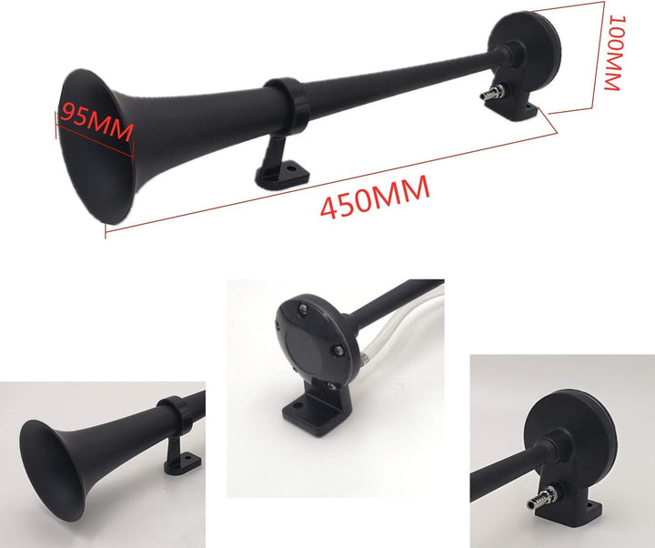 YIYIDA Autohupe car horn 150dB sprecher 450mm lautsprecher horn chrom-zink lufthupe schwarz einzeltr