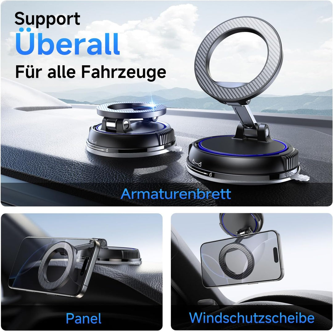 Handyhalterung Auto Magnetische, 360° Drehbare Vakuum Magnetischer Handyhalterung, KFZ Autohalterung