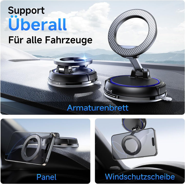 Handyhalterung Auto Magnetische, 360° Drehbare Vakuum Magnetischer Handyhalterung, KFZ Autohalterung