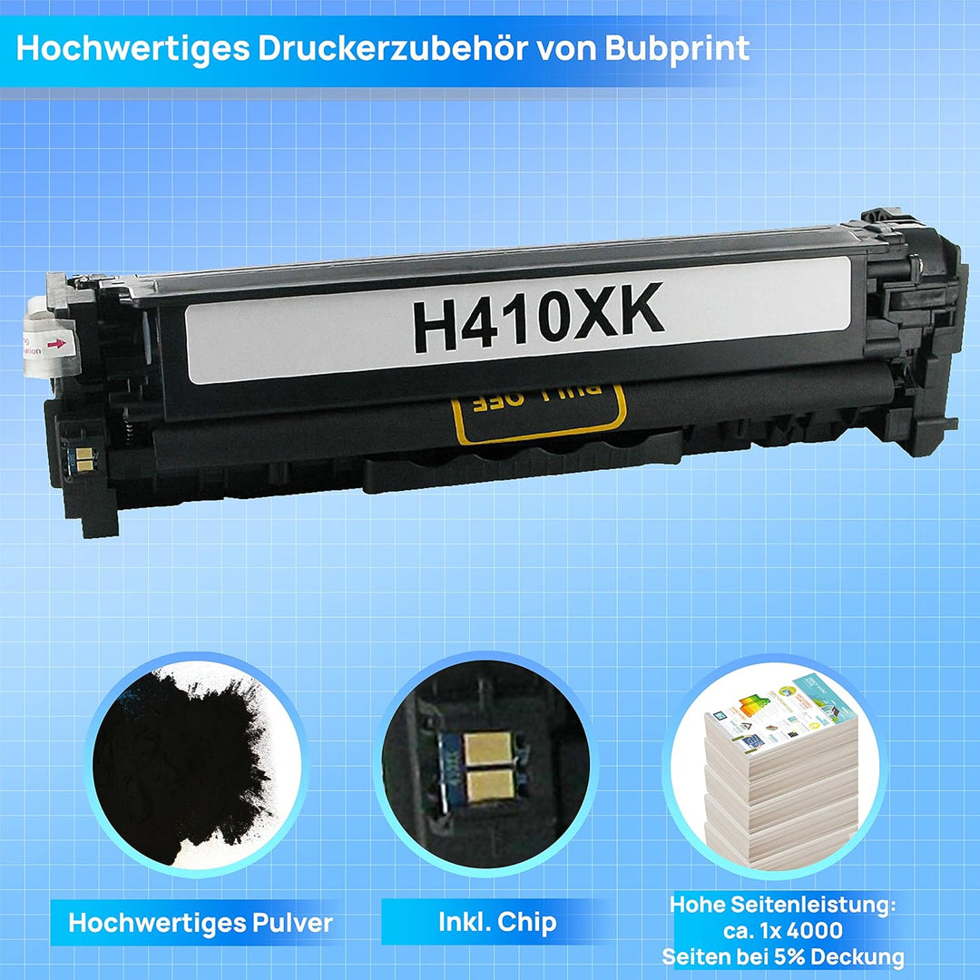 Bubprint Toner kompatibel als Ersatz für HP 305X CE410X für LaserJet Pro 400 Color M451dn M451dw M45