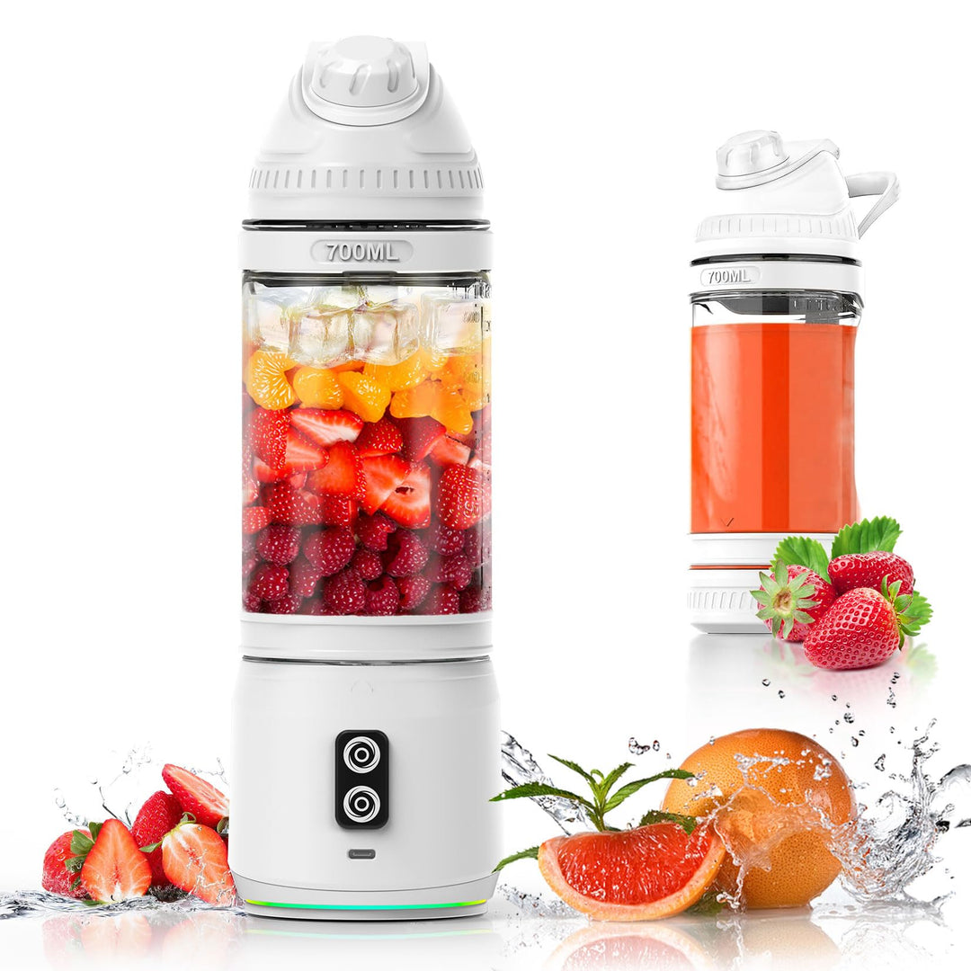 Herbst Tragbarer Mixer 700ml Smoothie Maker to Go, Fresh Juice Mixer Flasche mit 6 Klinge und USB Wi