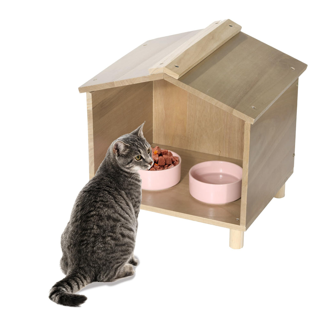 BALAPET Katzenfutterstation &amp; Unterschlupf für Katzen - Wasserdichtes Katzenhaus für Futterstation i