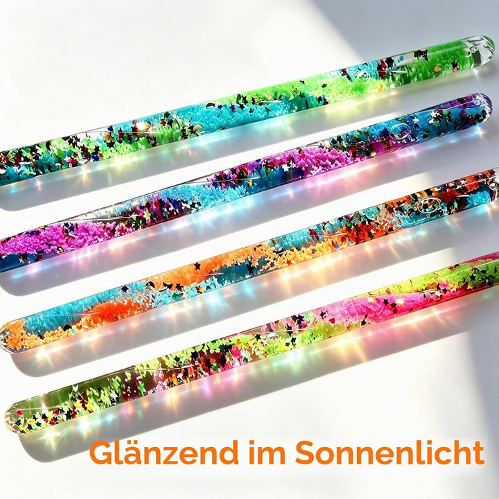 4 Stück 30 cm Jumbo Spiral Glitzer Zauberstäbe Kinder, Leuchtende Sensorikspielzeug, Autismus Spielz