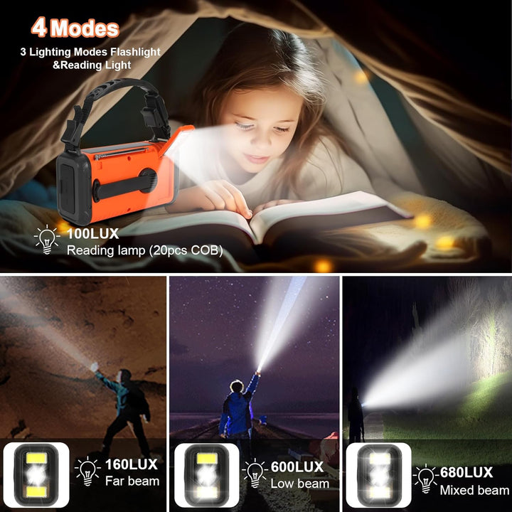 20000mAh Notfallradio, Solar-Hand Kurbelradio AM/FM-Wetterradio, batteriebetrieben mit Handy-Ladeger