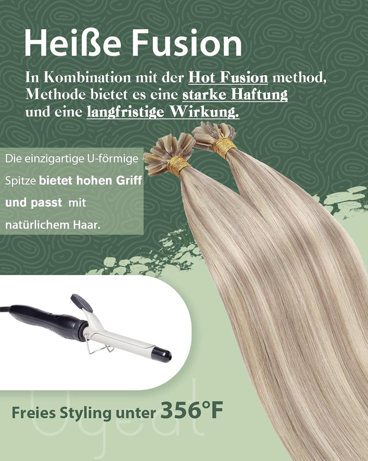 Ugeat Bondings Extensions Echthaar Blond U Tip Extensions Echthaar Bonding Aschblond Haarverlängerun