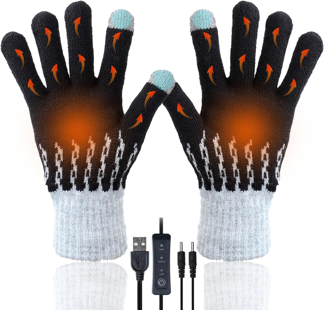 USB Beheizte Handschuhe für Männer Frauen, Winter Hände Warm Handschuh Vollhände Touchscreen Laptop