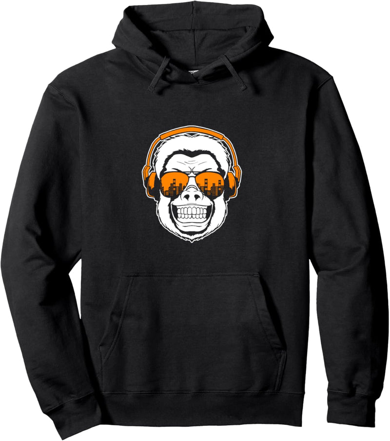 Affe Monkey mit DJ Kopfhörer und Sonnenbrille Pullover Hoodie